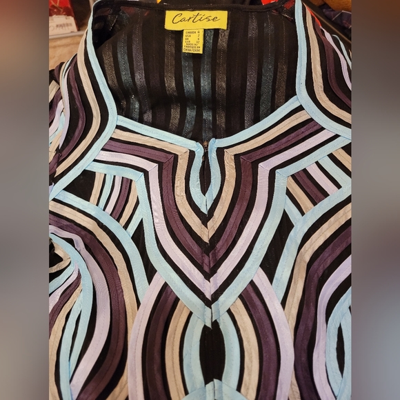 Cartise striped ribbon full zip blazer size 2 - Picture 7 of 7